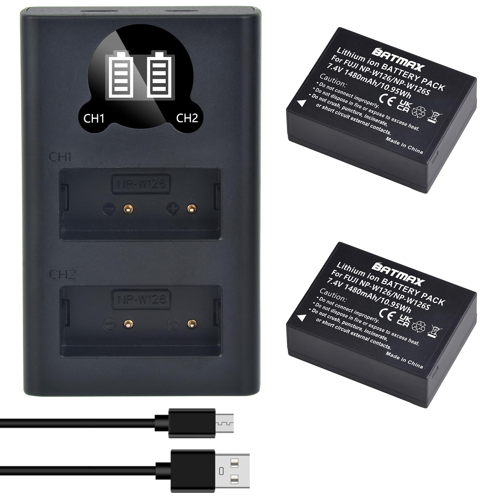 Amazon.com: Batmax 2Packs NP W126 NP W126S Battery+ Rapid LCD USB